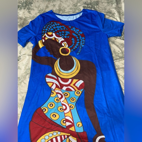 DASHIKI PRINT SHIRT DRESS - Picture 2 of 4